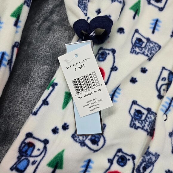 Weeplay Fleece Pajama Set 3–6M NWT 2-Pack Baby Footies Happy Camper Print - Picture 3 of 12